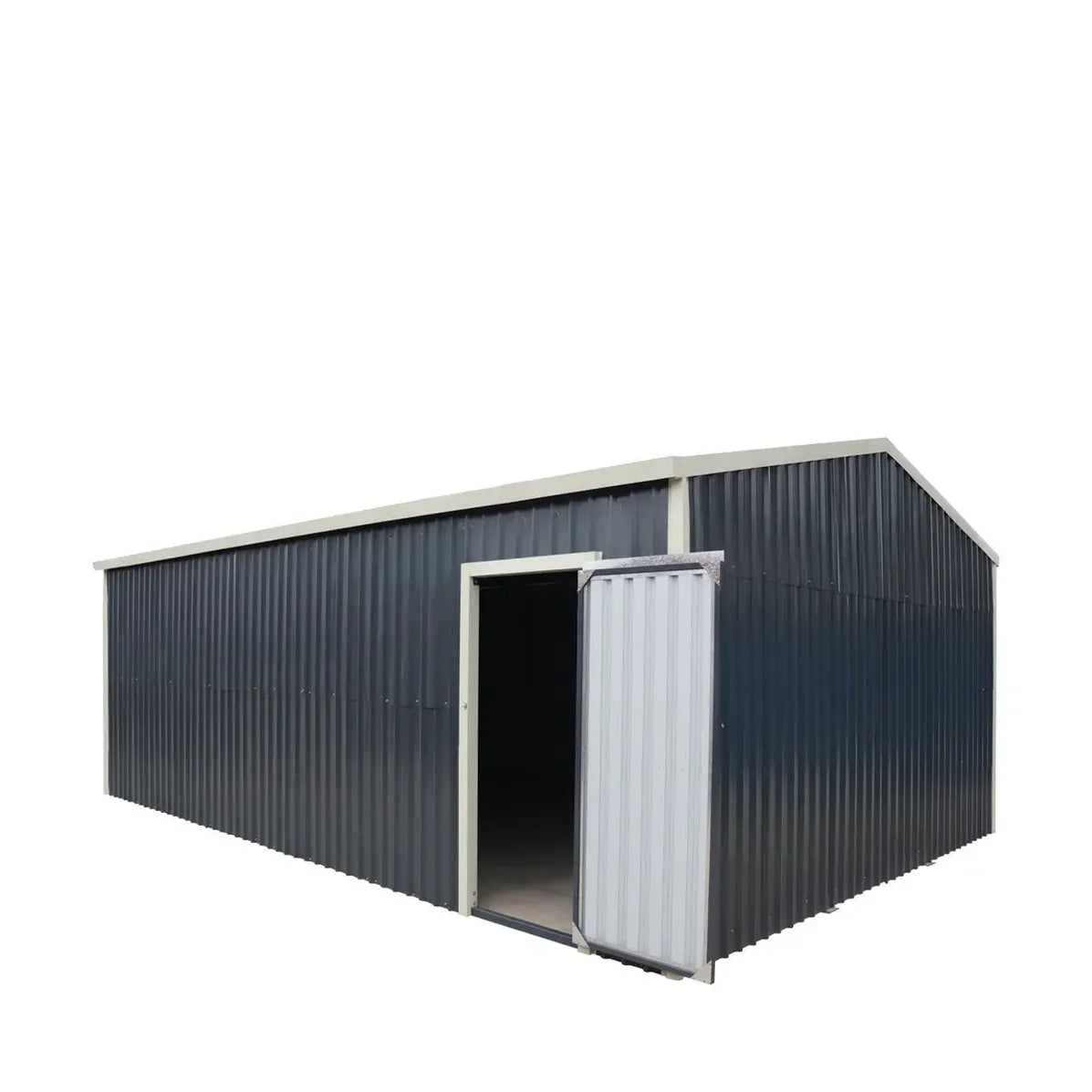 TMG Industrial Metal Garage Shed with Double Front Doors and Side Entry Door