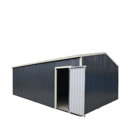 TMG Industrial Metal Garage Shed with Double Front Doors and Side Entry Door