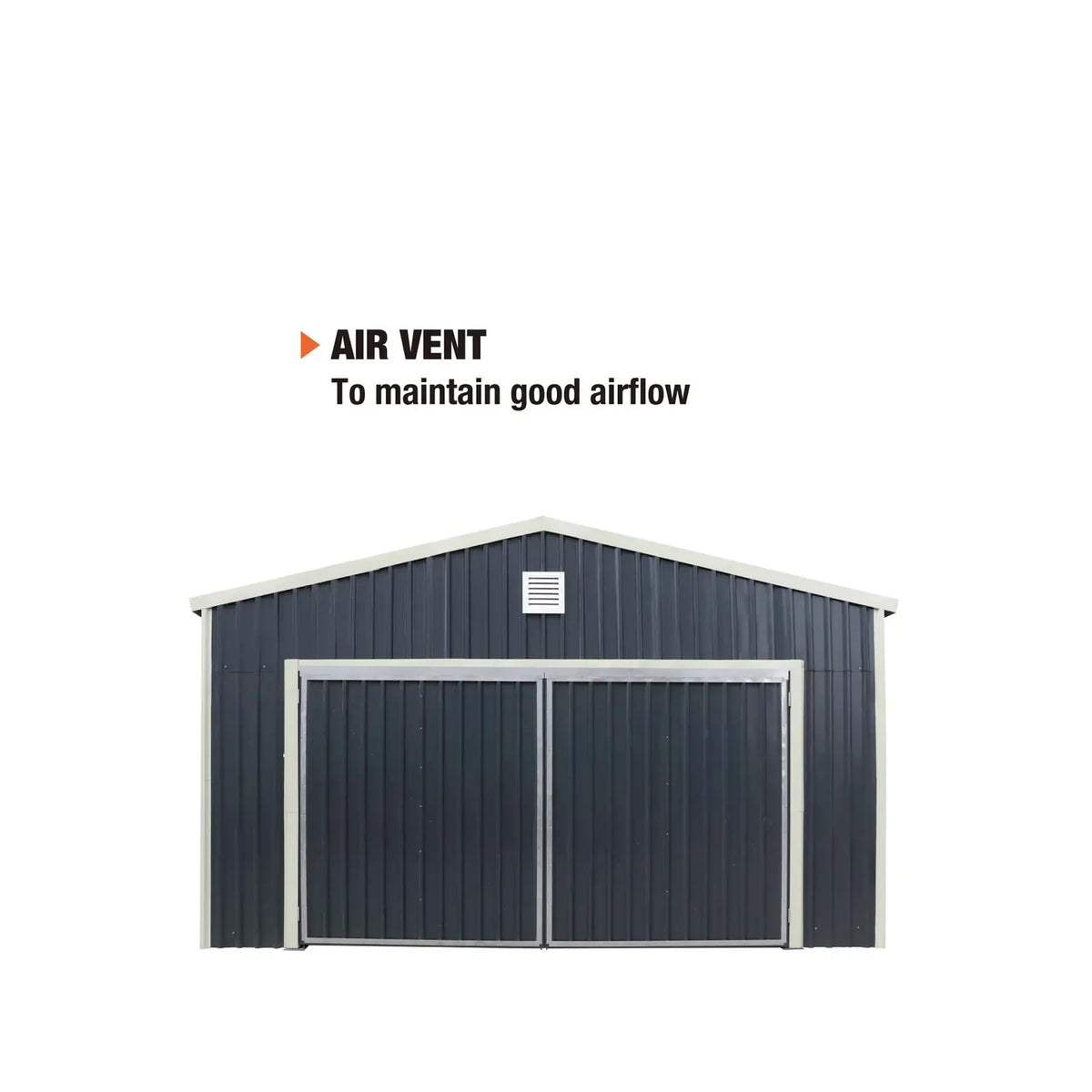 TMG Industrial Metal Garage Shed with Double Front Doors and Side Entry Door