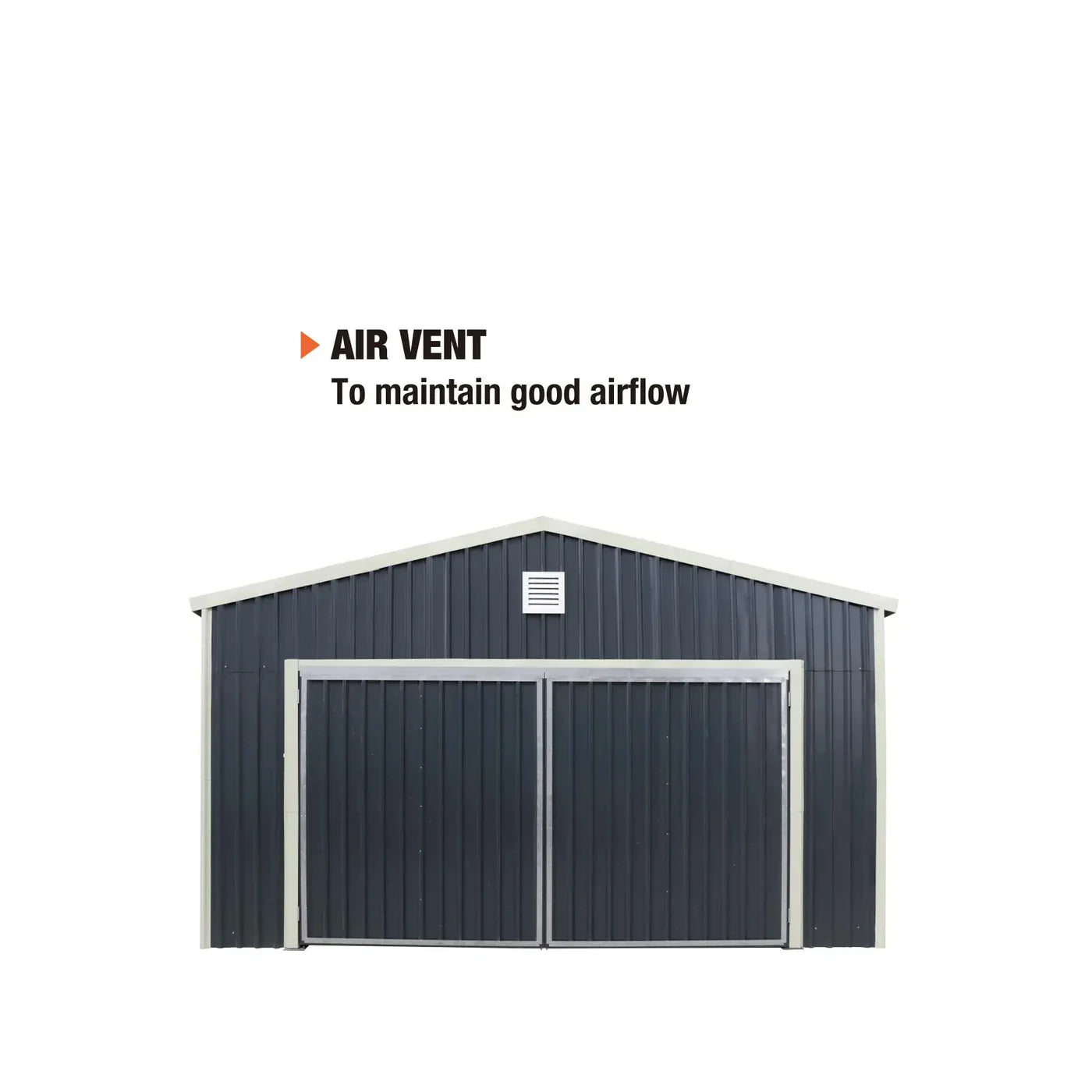 TMG Industrial Metal Garage Shed with Double Front Doors and Side Entry Door