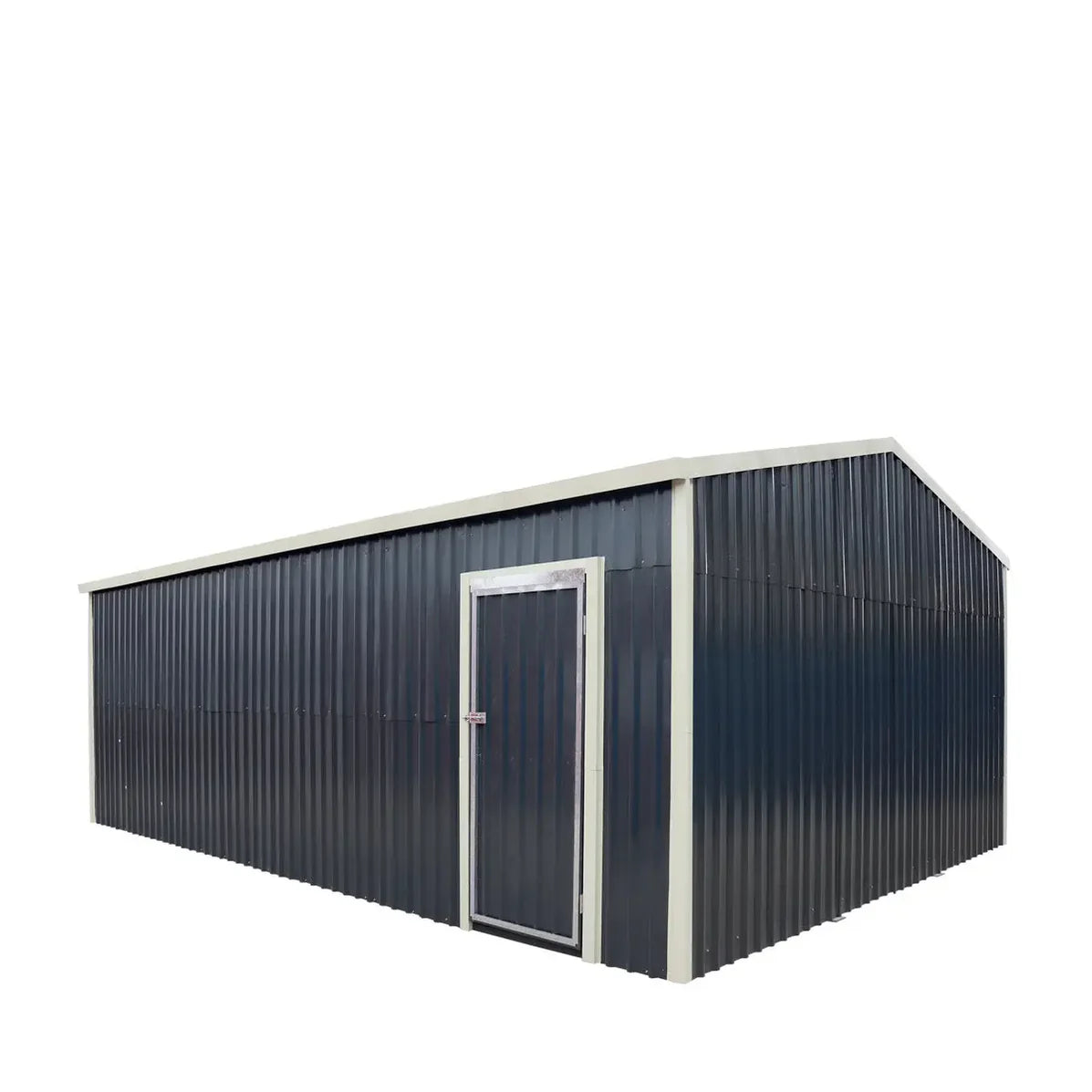TMG Industrial Metal Garage Shed with Double Front Doors and Side Entry Door