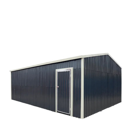 TMG Industrial Metal Garage Shed with Double Front Doors and Side Entry Door