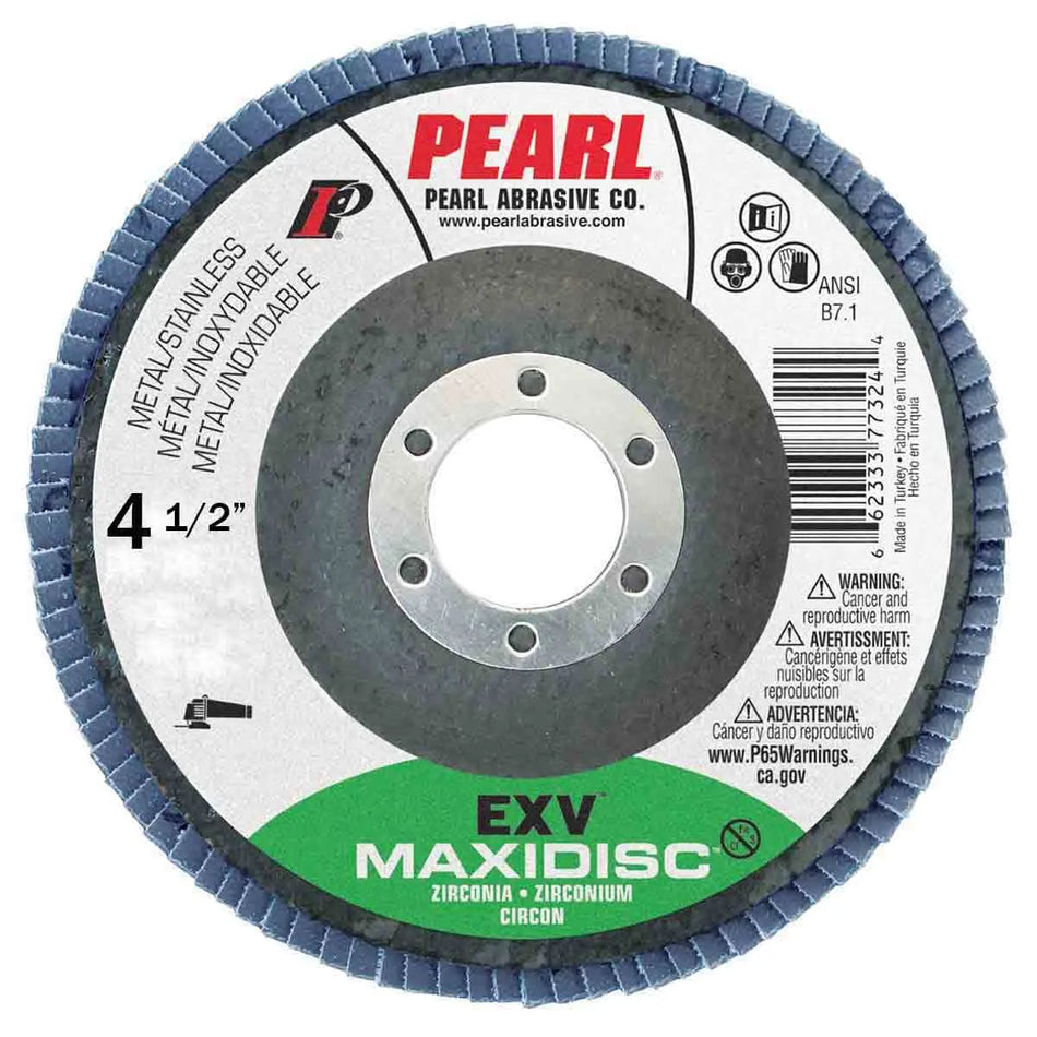 Pearl EXV Zirconia Maxidisc Flap Disc 4-1/2" x 7/8" Z80 T27