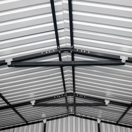 TMG Industrial Metal Garage Shed with Double Front Doors and Side Entry Door